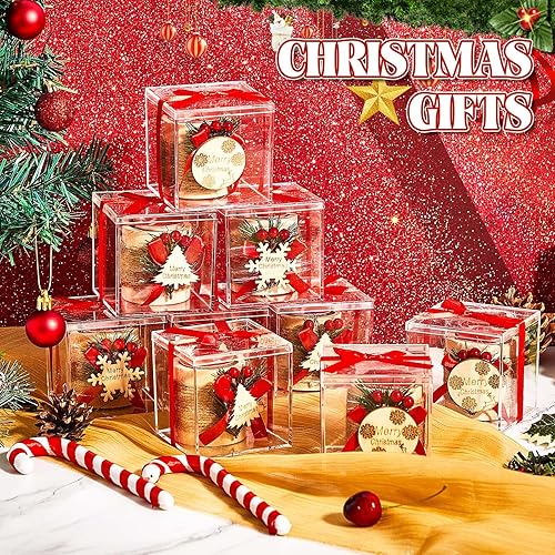 Miniatura 4 de Paquete de 18 velas de Navidad para regalo a granel con portavelas de madera, candelabros de mesa de Navidad, candelabros votivos con caja de regalo