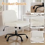 Shintenchi Criss Cross Chair,Cross Legged Office Seat with Wheels Armless Swivel Vanity Chair,Height Adjustable Wide Computer Task Seating for Home Office,White