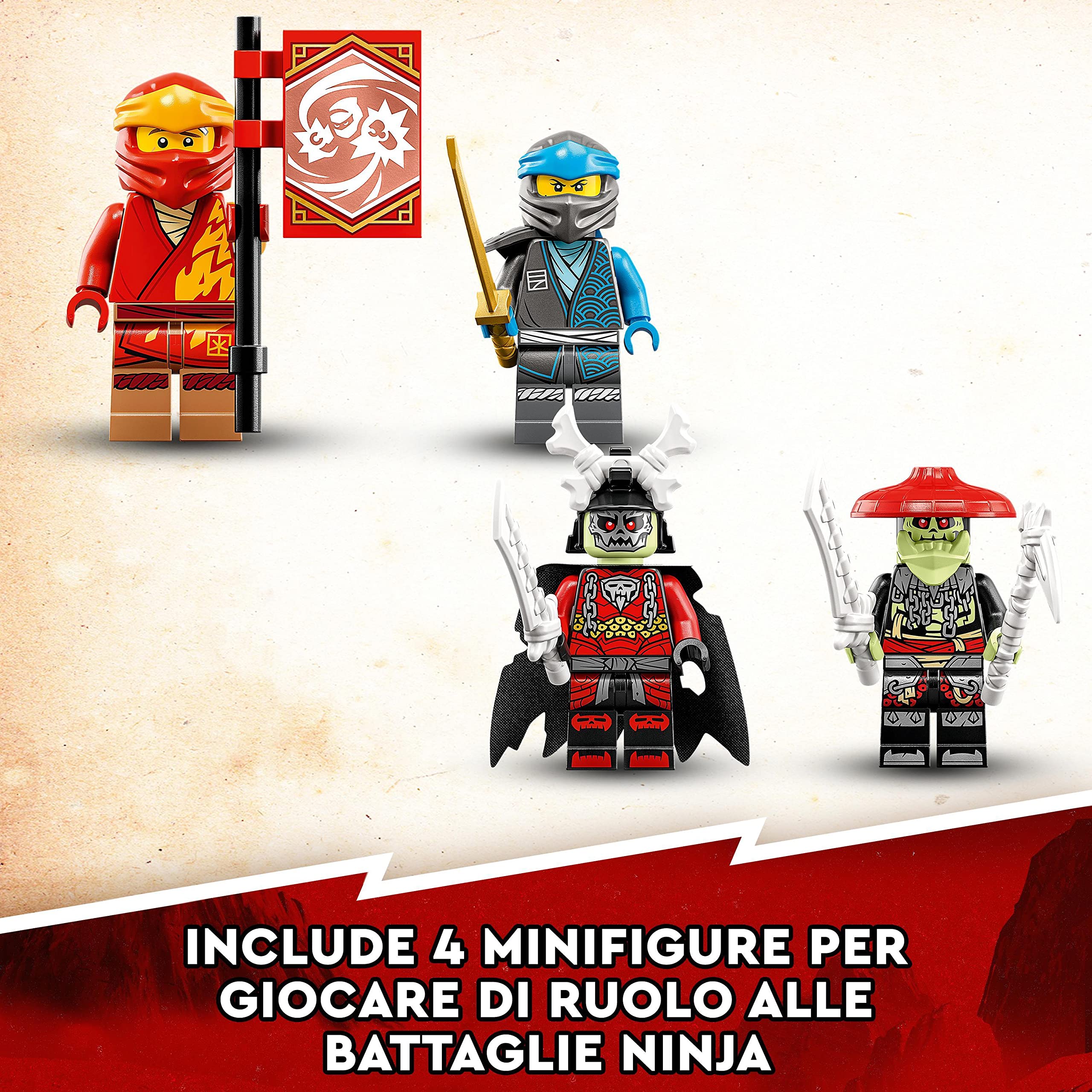 LEGO NINJAGO Mech Rider di Kai - EVOLUTION, Moto Giocattolo Ninja Potenziabile, Giochi per Bambini, Bambine, Ragazzi e Ragazze da Collezione con Action Figure e 2 Minifigure 71783