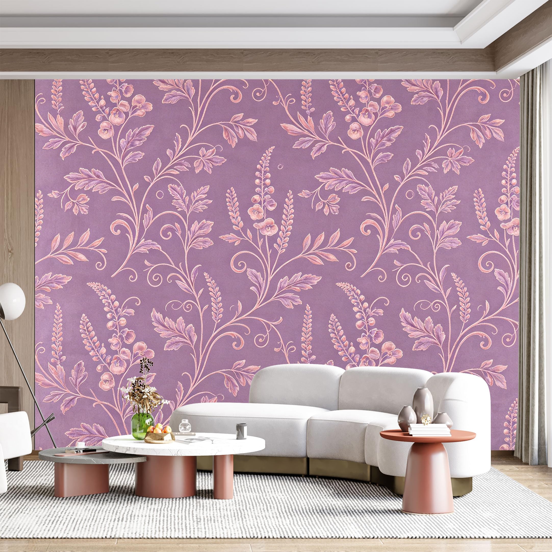 Custom Size Wall Mural Floral Botanical Watercolor Style SelfAdhesive Wall Fabric Removable for Home Office Decor