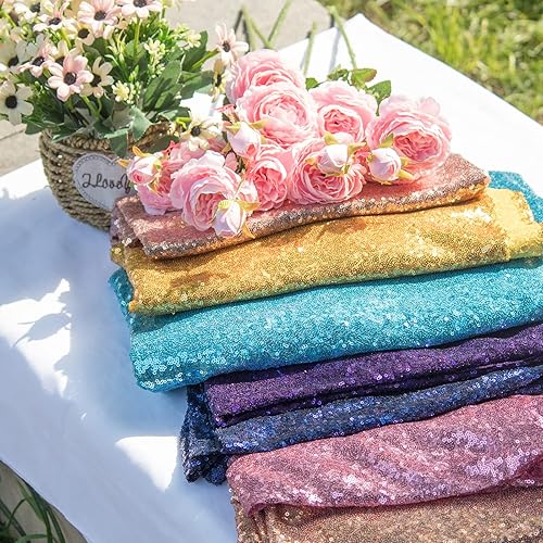 Miniatura 7 de Mantel redondo de lentejuelas doradas de 50 pulgadas, mantel de tela con lentejuelas doradas brillantes para bodas, fiestas de cumpleaños, baby