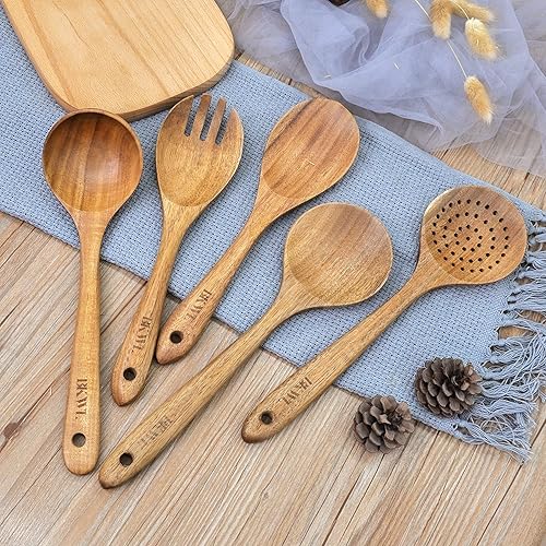 Miniatura 5 de Wooden Spoons for Cooking,10 Pack Wooden Kitchen Utensils Wooden Cooking Utensils Set Wooden Utensils for Cooking Wooden Spoons and Spatula Set (10)