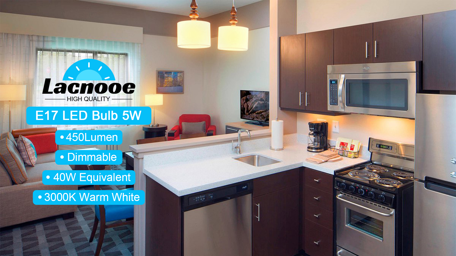 Image of E17 LED Bulbs Dimmable 5W Microwave Over Stove Bulb 125V 40W Incandescent Equivalent, Warm White 3000K, Fit for Whirlpool Maytag GE Kenmore LG Microwaves, Replaces 8206232A 1890433 AP4512653, 2 Pack