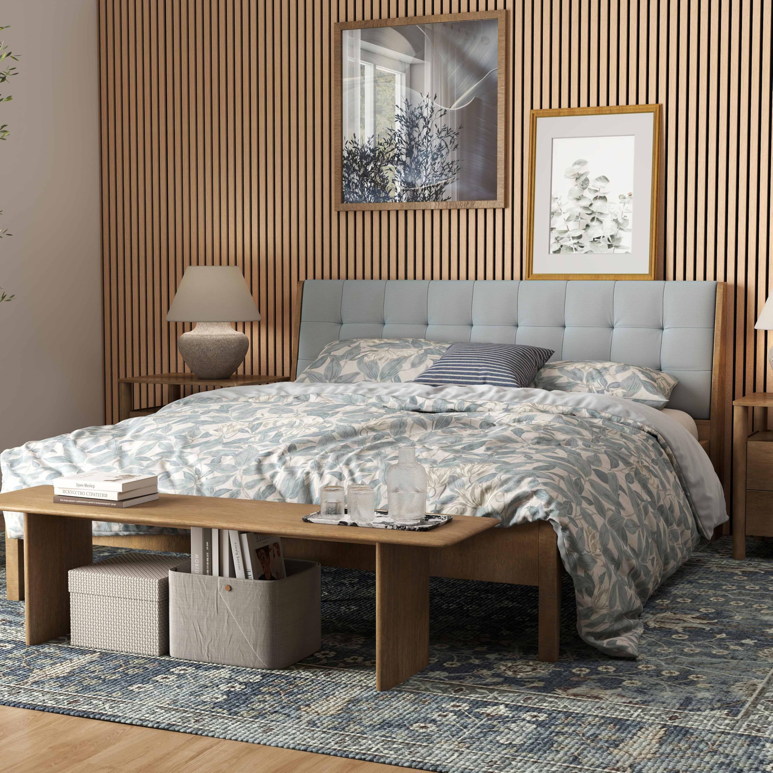 Lot de 2 - 260×30cm panneaux muraux acoustiques MDF Chêne foncé | Panneau acoustique mural pour studios, salons, bureau, comptoir - Fond feutrine noir