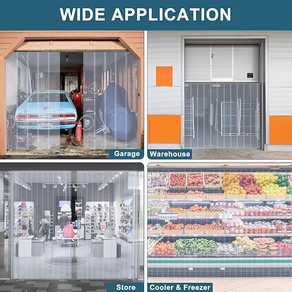 mopam PVC Strip Door Curtains, 164ft Length 7.1in Width Plastic Door Curtain Tailorable Strip Curtain Waterproof Clear Vinyl Roll Shutters Gate for Commercial Warehouse Garage Pet House (Transparent)