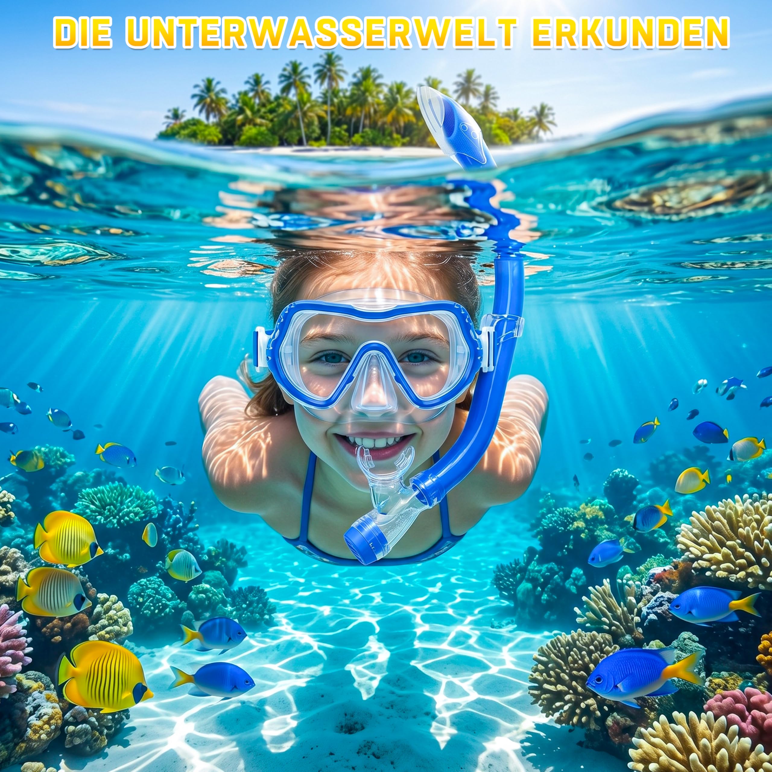 IEEILULU Schnorchelset Kinder mit Nasenabdeckung Anti Nebel Anti-Leck Tauchmaske 180°Panorama HD, In Vier Farben Erhältlich, Sommer