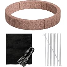Beuta Landscape Edging | Garden Edging Border | Faux Stone Block XL for Tree Rings | 4FT Dia |3 Sections| Each Section 6 Bricks 48" L x 3.5" W x 9.5" H with Weed Guard,10 Staples & 9 Pins - Limewash
