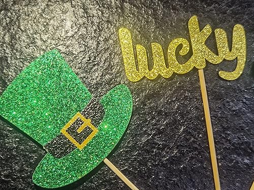 Miniatura 6 de Decoración para cupcakes del día de San Patricio con purpurina, adornos de trébol para cupcakes de hojas, adornos de cupcakes de San Patricio para