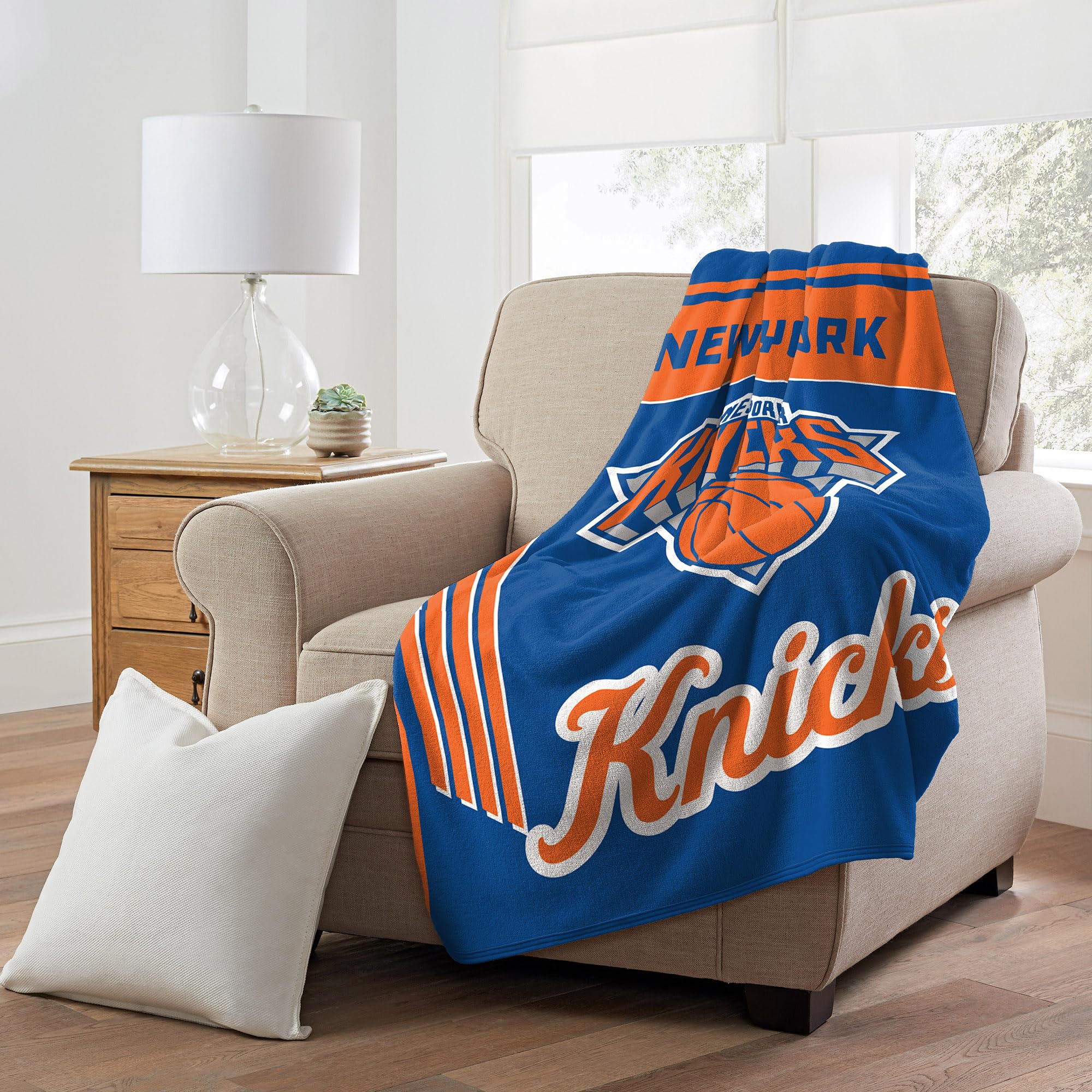 NORTHWEST New York Knicks NBA Officially Licensed 46″×60″ Microfiber Throw Blanket – All Team Logos & Colors – Cozy Game Day Throw for Fans, Living Room, Couch & Dorm