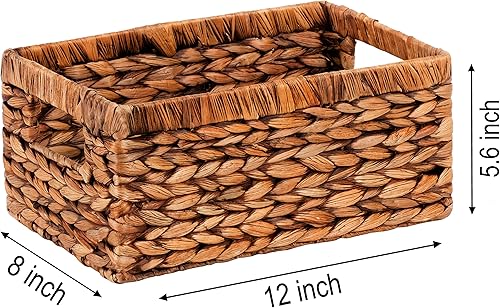 Miniatura 2 de CENBOSS Cestas de mimbre (medianas, marrón lavado, 1 unidad) cestas de almacenamiento de ratán para estantes, soporte tejido de hierba marina