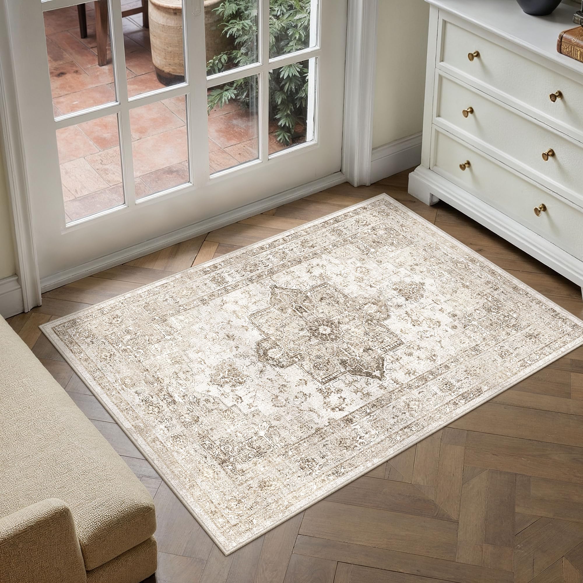PureCozy Vintage Door Mat Rug 60x90cm Beige Doormat Entrance — image 1
