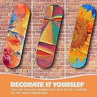 Vista 5 de Honoson Tablas de patineta en blanco de arce, 7 capas, madera natural, doble cola, cubierta de luz cóncava lisa a granel para pintura artística