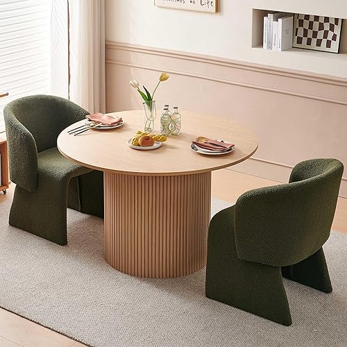 Miniatura 28 de NORDICANA Juego de mesa de comedor redonda de 5 piezas para 4, moderno juego de mesa y sillas de cocina de 47 pulgadas, juego de comedor con 4