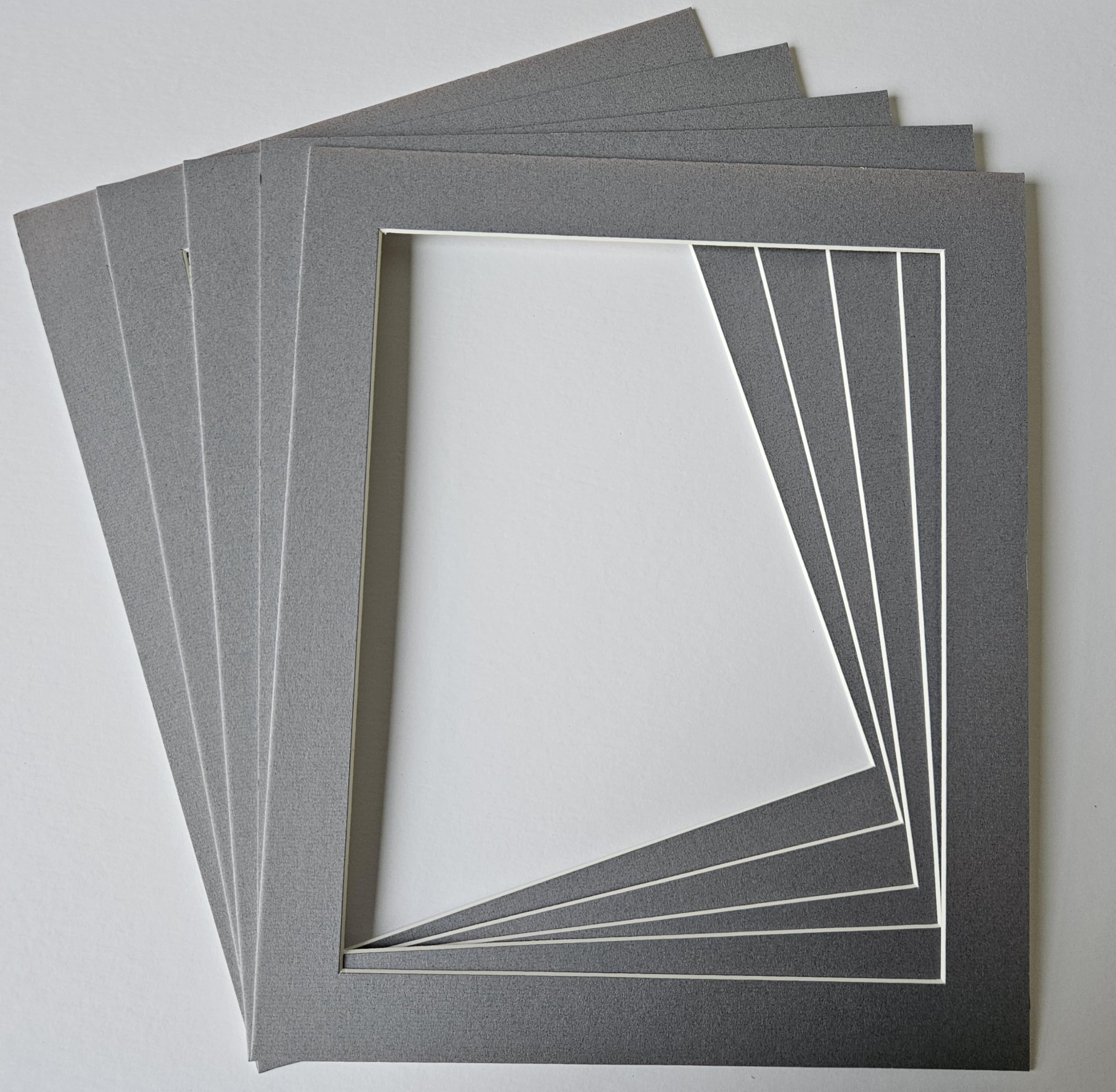 Frame it by Lesley Professional Picture Mounts, Grey, Pack of 5, Multiple Sizes and Colours Available (Terrazzo Grey, 8x6 inch to fit 6x4 inch image)