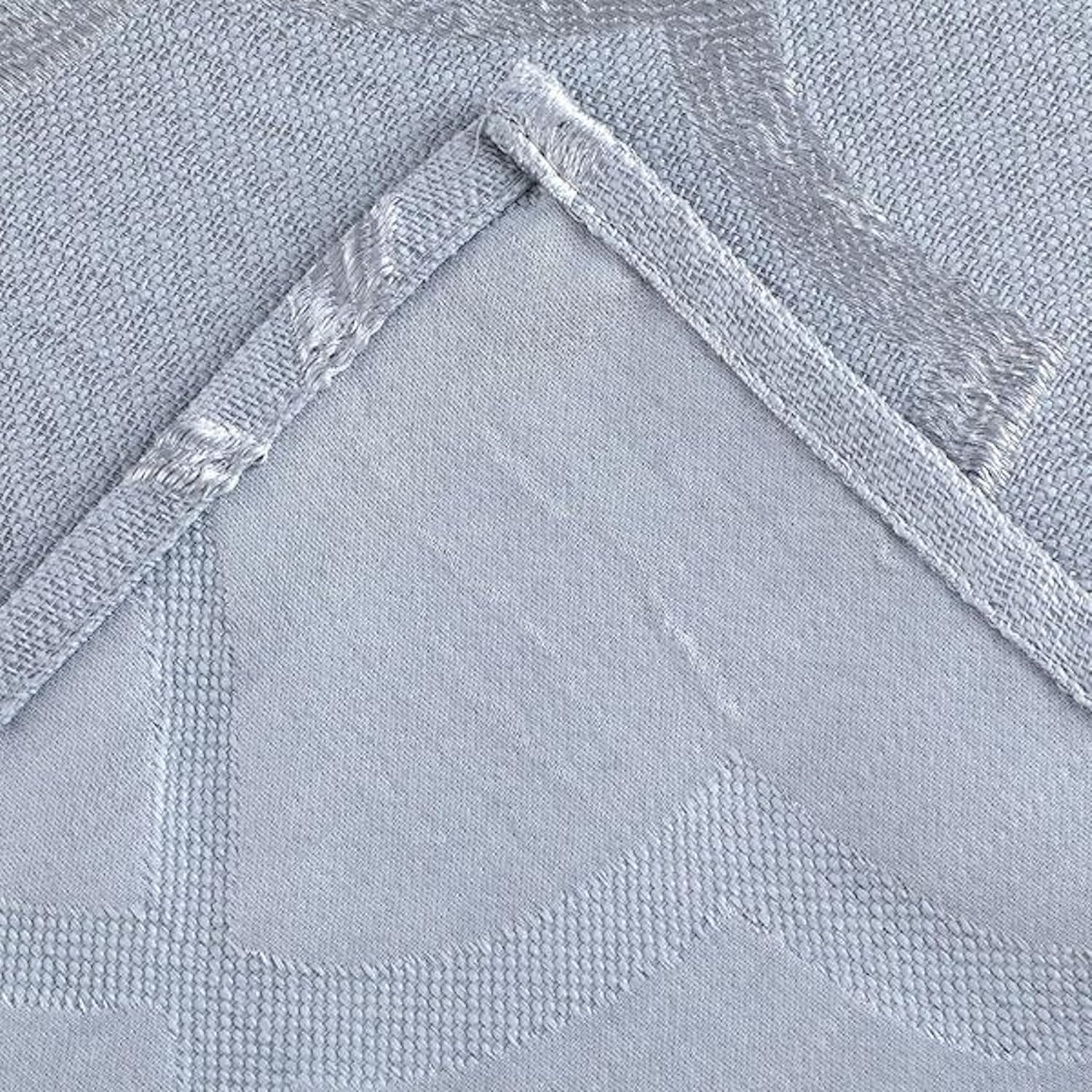 Satin Embroidered Textured Shower Curtain - Contemporary Design in Silver 70" x 72" - Water Resistant Polyester Blend, Washable Shower Curtain - Perfect Cloth Shower Curtain for Stylish Bathrooms