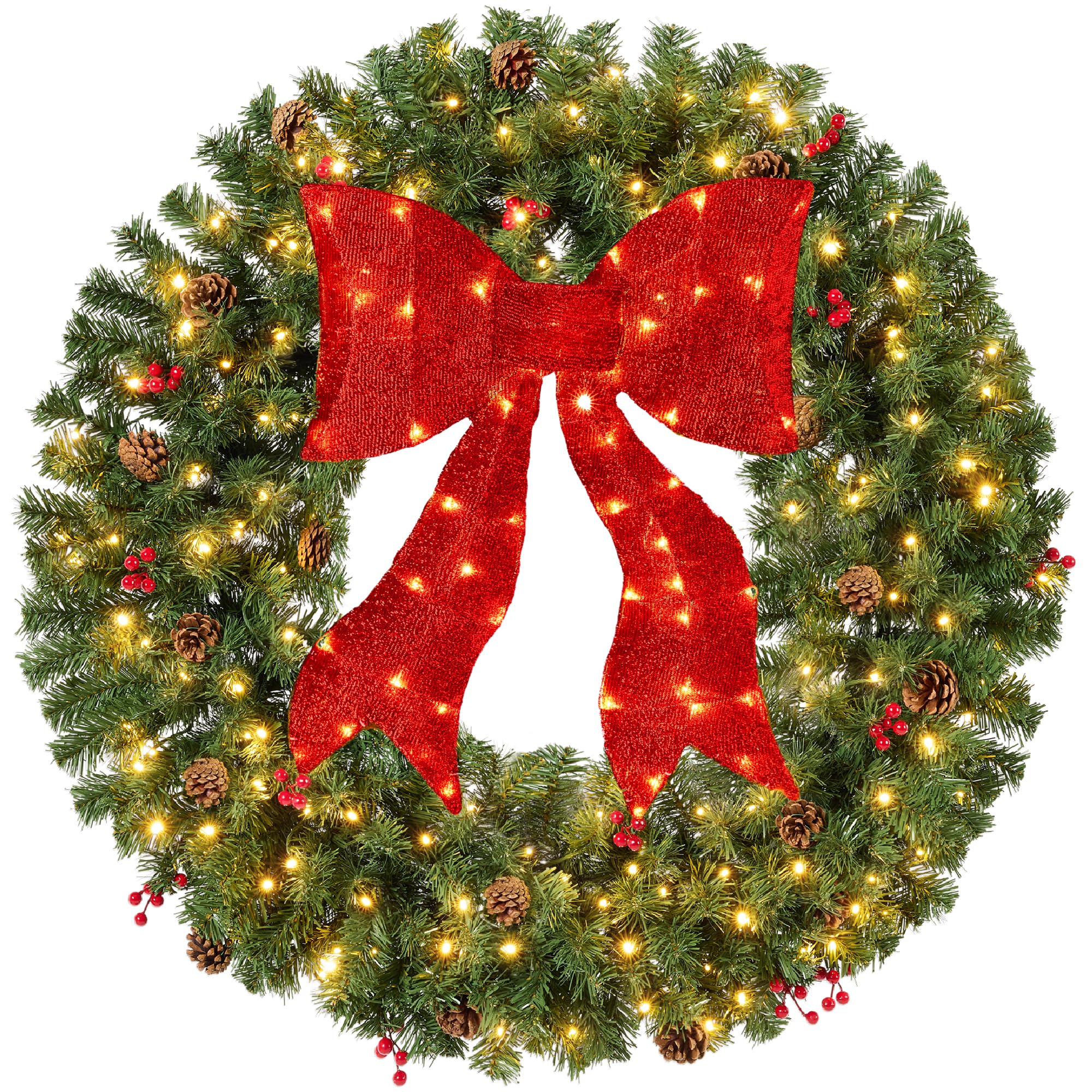 Best Choice Products 30in Pre-Lit Christmas Wreath