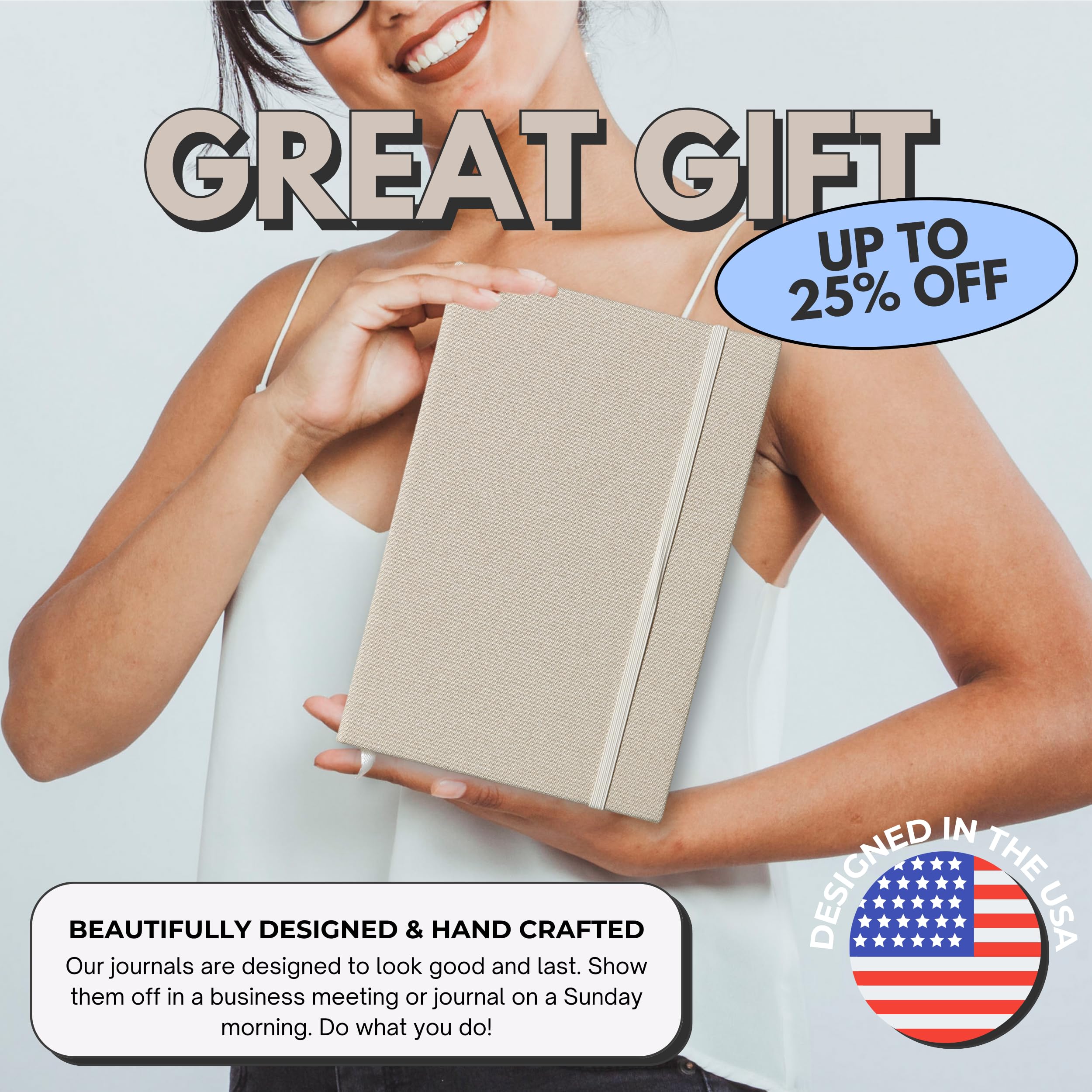 Portage Hardcover A5 Journal Notebook - Thick Cream Paper For Writing, 224 Pages, Oatmeal Color