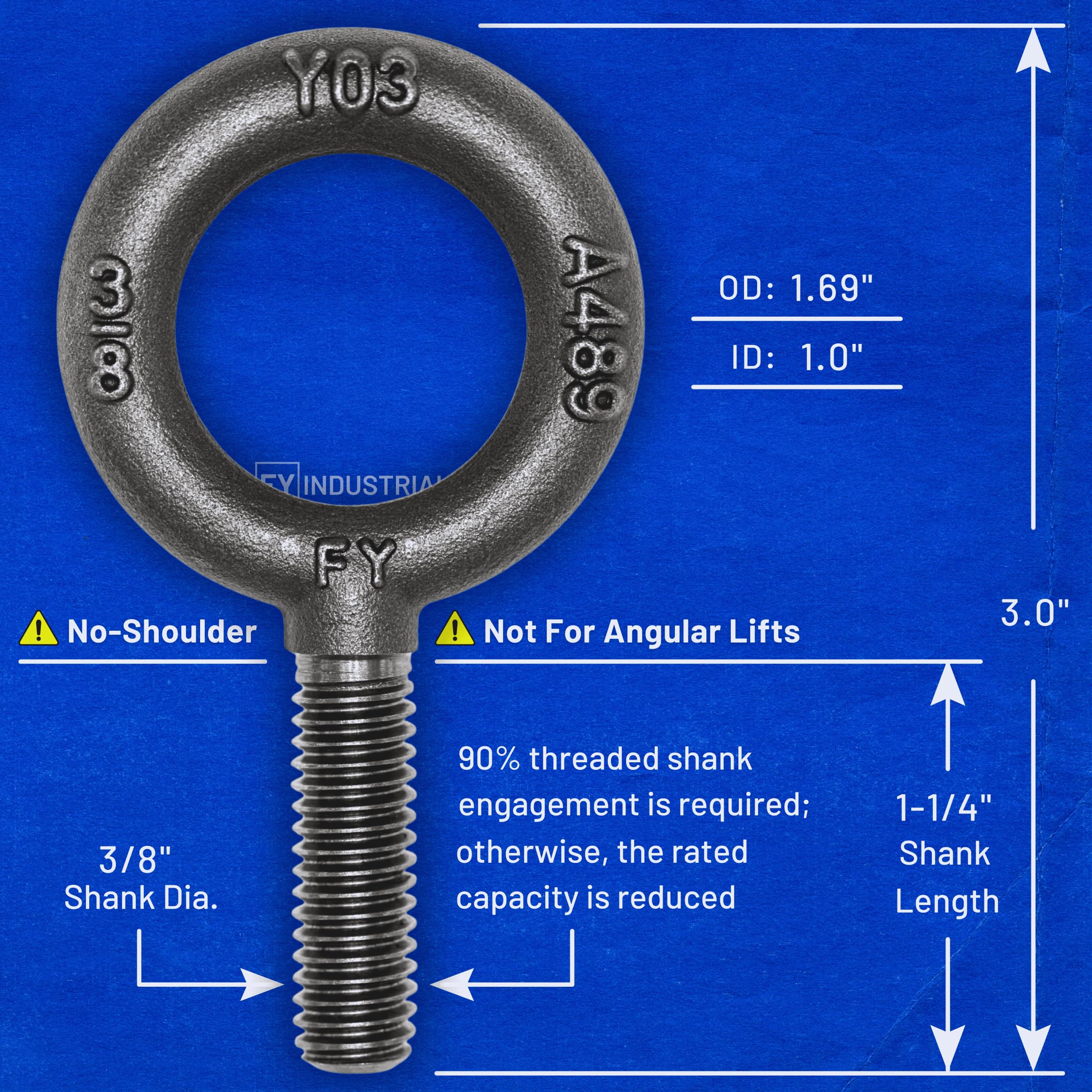10 bulloni ad occhiello senza spalla, da 0,9 cm a 40,6 cm x 3,8 cm