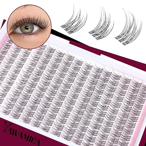 Miniatura 6 de Yawamcia - Kit de extensiones de pestañas naturales de 0.354-0.433 in, kit de racimo de pestañas con enlace y removedor de pestañas y aplicador de