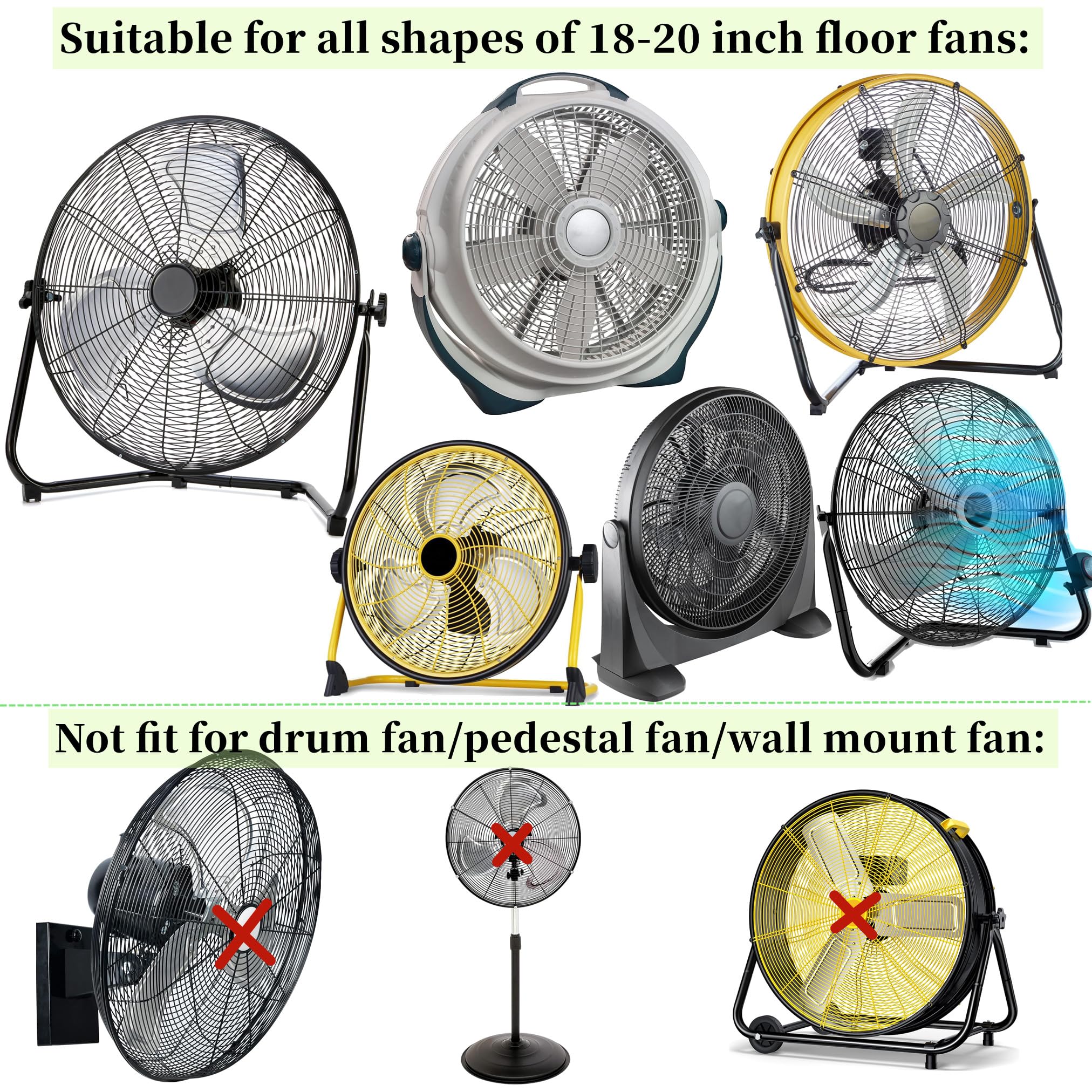 Cubierta de ventilador de piso para almacenamiento de ventiladores de piso de 18 a 20 pulgadas, cubiertas impermeables contra el polvo para ventiladores industriales de piso de 18 a 20 pulgadas de 4
