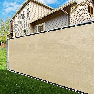 ShadeMart 6' x 30' Fence Privacy Screen Beige Heavy Duty 170 GSM Fencing Mesh Shade Net with Grommets & Zip Ties, 90% Blockage Fence Screen for Balcony Yard Outdoor Garden Pool (We Customize Size)
