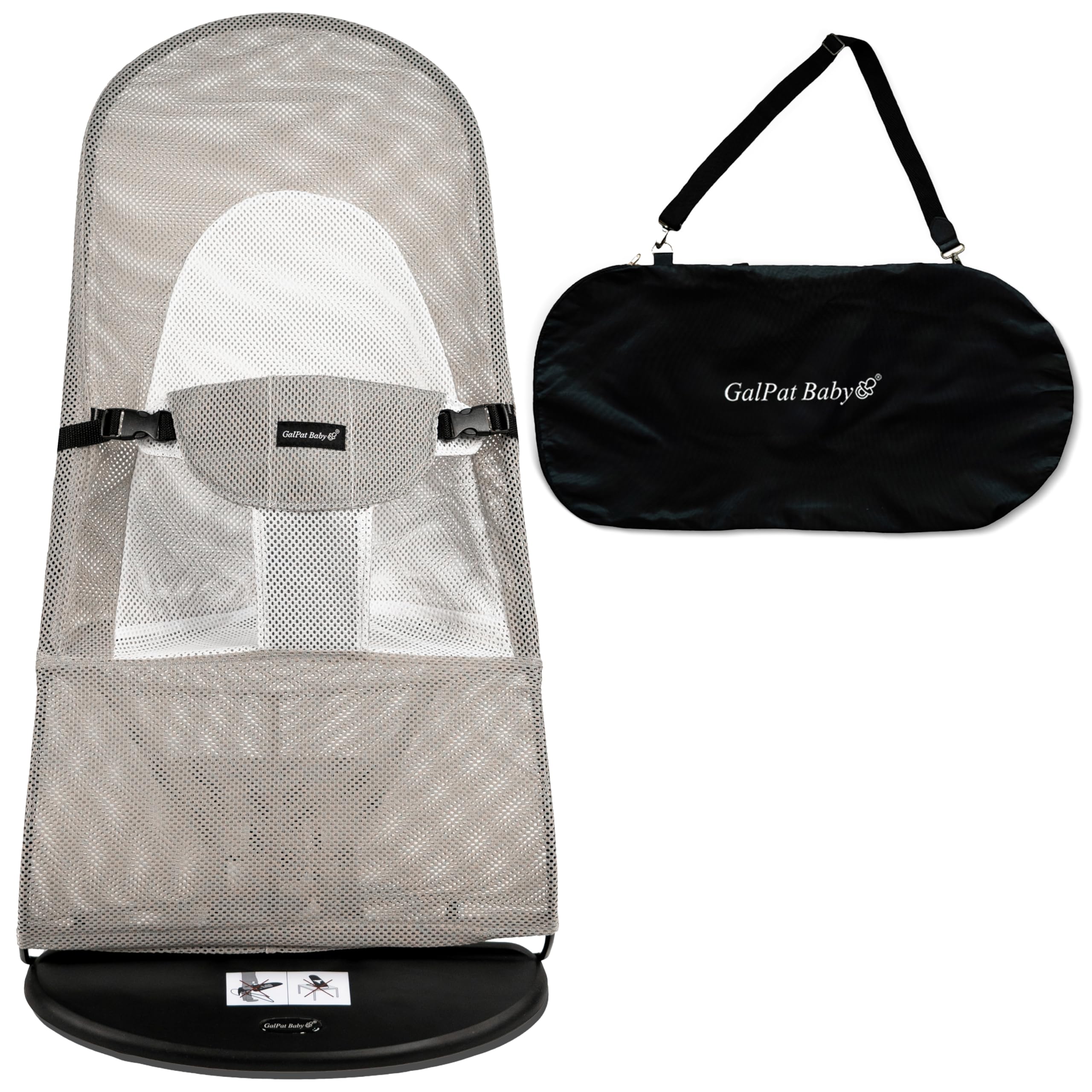 GalPat Baby - Funda Hamaca Compatible con BabyBjorn y GalPat Baby Transpirable - Asiento para Hamaca de bebé Transpirable - Color Gris (Funda + Bolsa DE Transporte)