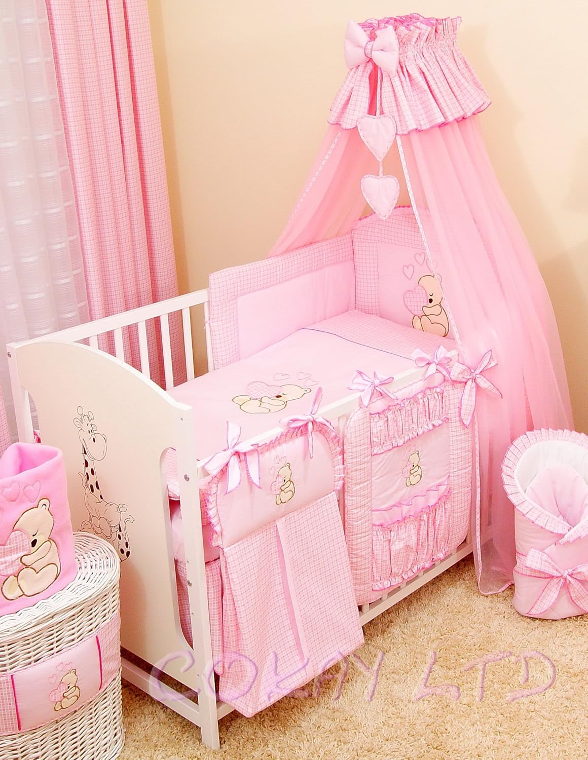 Stunning Baby Cot/Cot Bed Canopy Drape/Mosquito Net Big 320cm and Holder (PINK) Amazon.co.uk