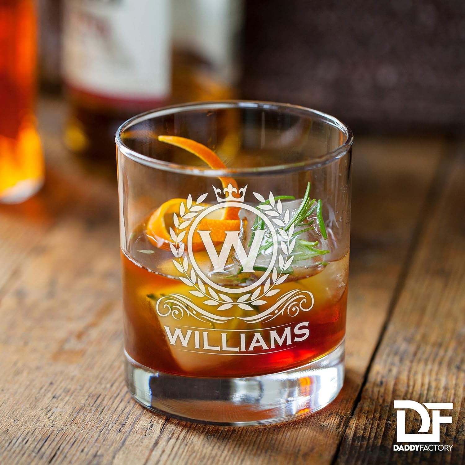 Personalized Whiskey Glass, Engraved Monogram Rocks Cocktail Glass, 10.25 oz Custom Bourbon Gift For Men - Image 7