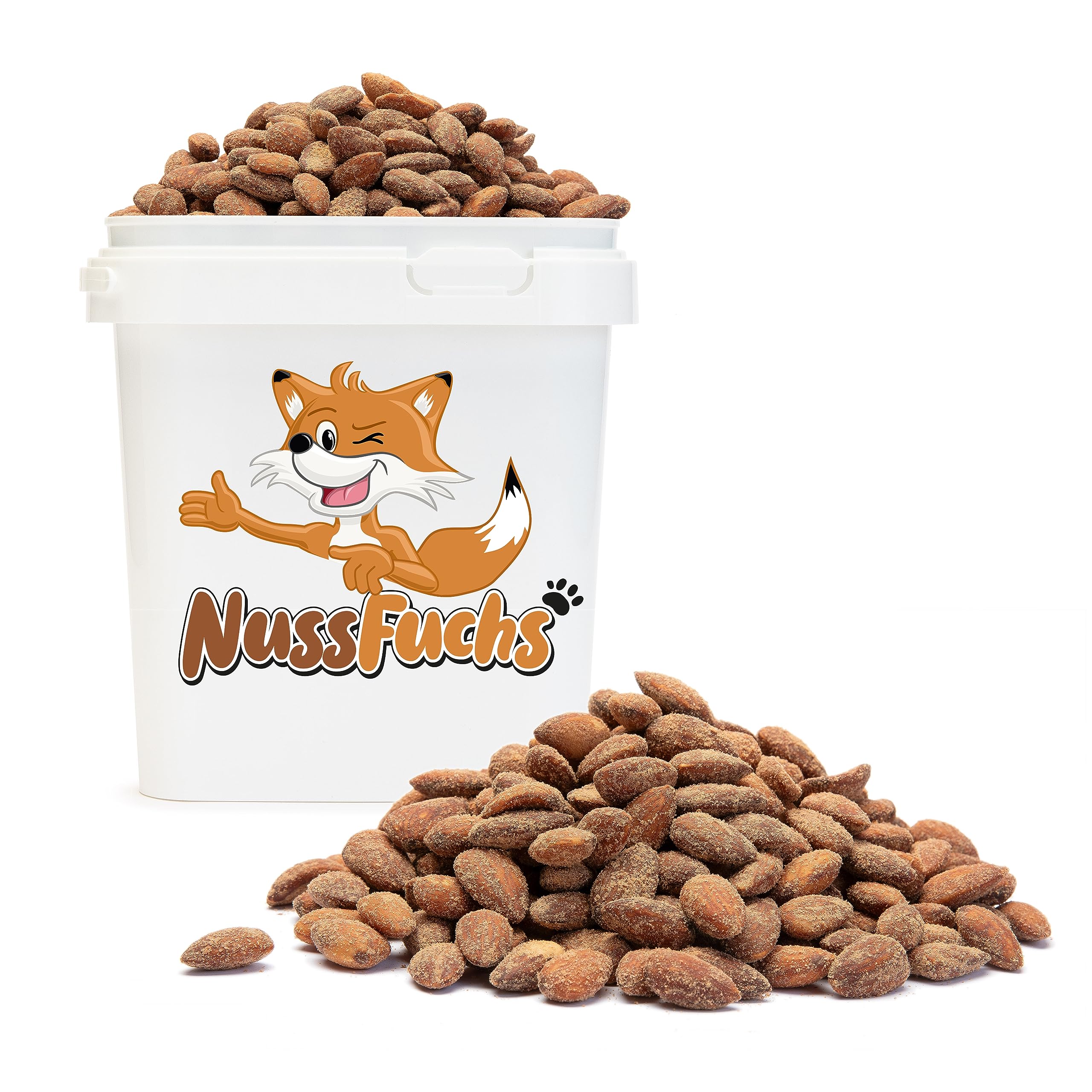 Rauchmandeln 1kg-3,5kg - geröstet & gesalzen - ganze Mandelkerne mit Haut - intensives Raucharoma - Jahrmarktflair - im Alltag auf die Hand oder für unterwegs - (1,5kg im Eimer)