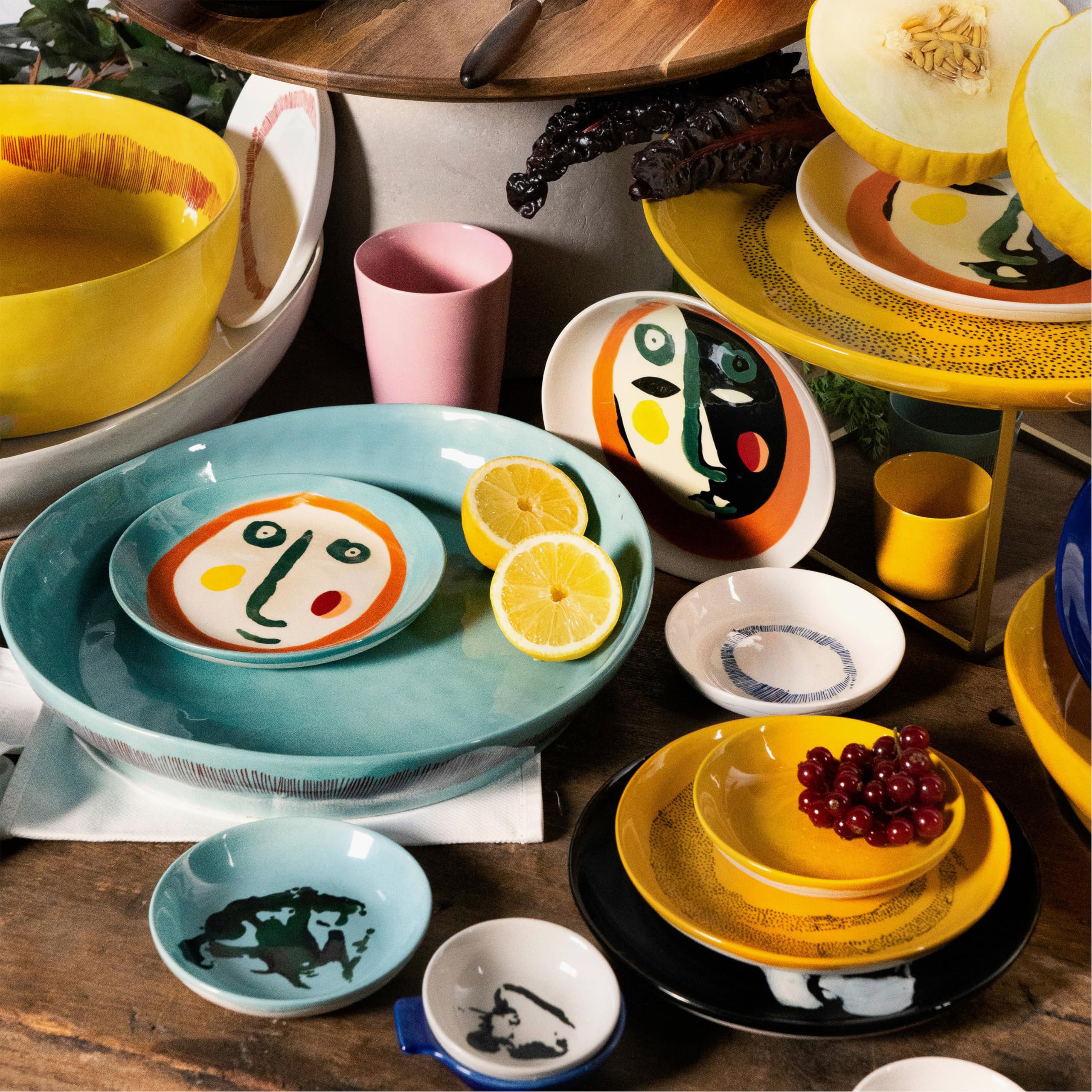 Plato de aperitivo Serax | Colección Feast de Ottolenghi | 2 platos de entrada | Vajilla de gres en colores mixtos | Juego de vajilla de lujo para cenar en casa o en una fiesta