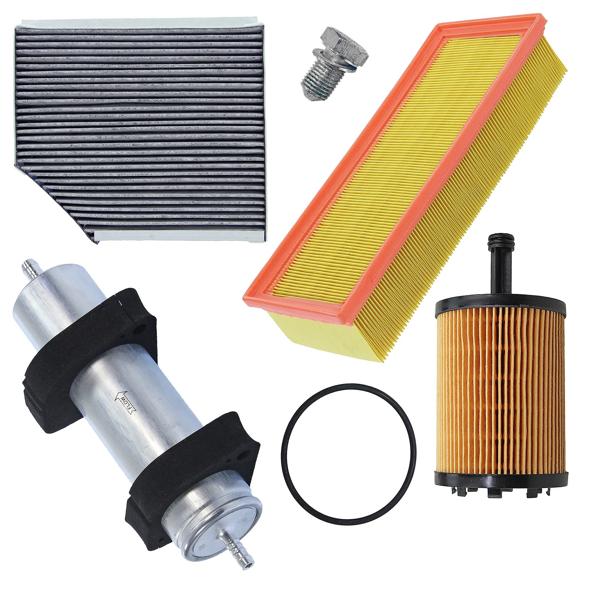 BESTPRICE Set di filtri di ispezione 1x filtro aria, 1x filtro aria abitacolo, 1x filtro olio, 1x filtro carburante, compatibile con AUDI A4 B8 (8KH) (8K2) (8K5), A5 (8T3), A5 (8F7) (8TA), Q5 (8RB)