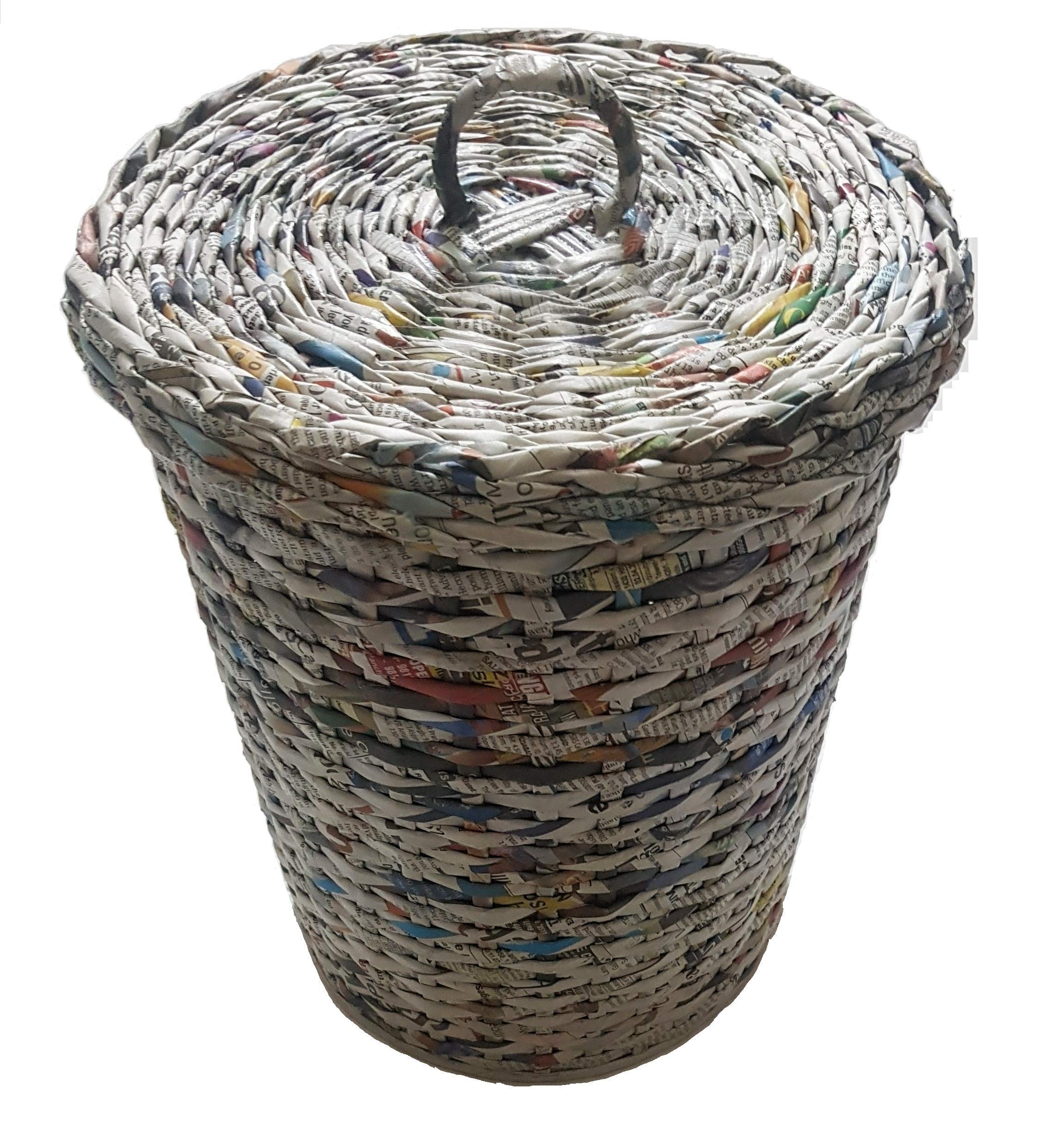 Sonas Creation Paperus Standard Size 11 Inch Tall 10 Liter, Natural, Pull Out Waste Basket with Cover, Dustbin with Lid, Trashcan, Paper Bin, Eco-friendly Handmade of Paper Ropes-image-49