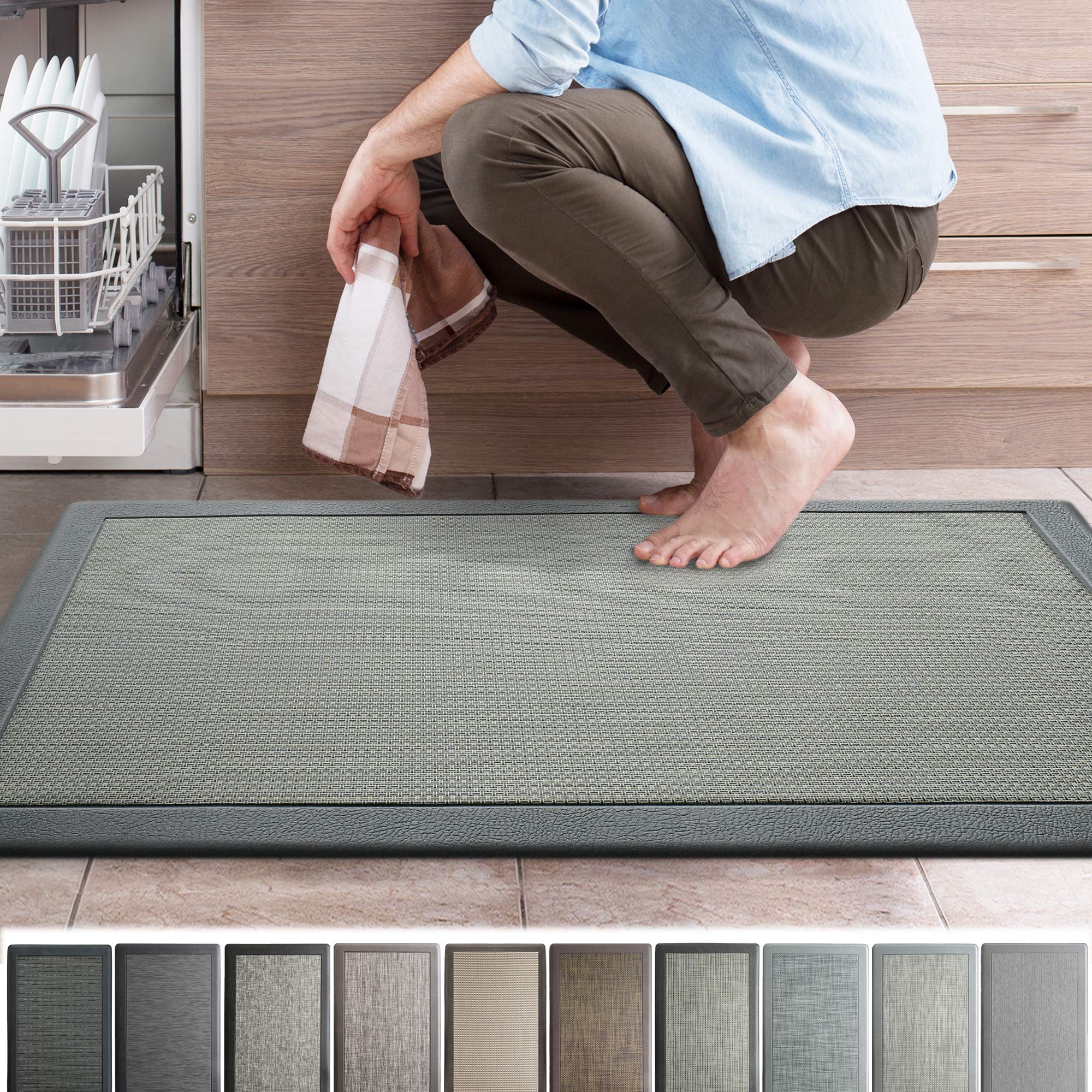 iCustomRug - Alfombra ergonómica antifatiga, para un cómodo Soporte en Cocina, baño, estación de Trabajo, Espuma de Memoria de 99 x 50 x 1,9 cm (Largo x Ancho x Alto)