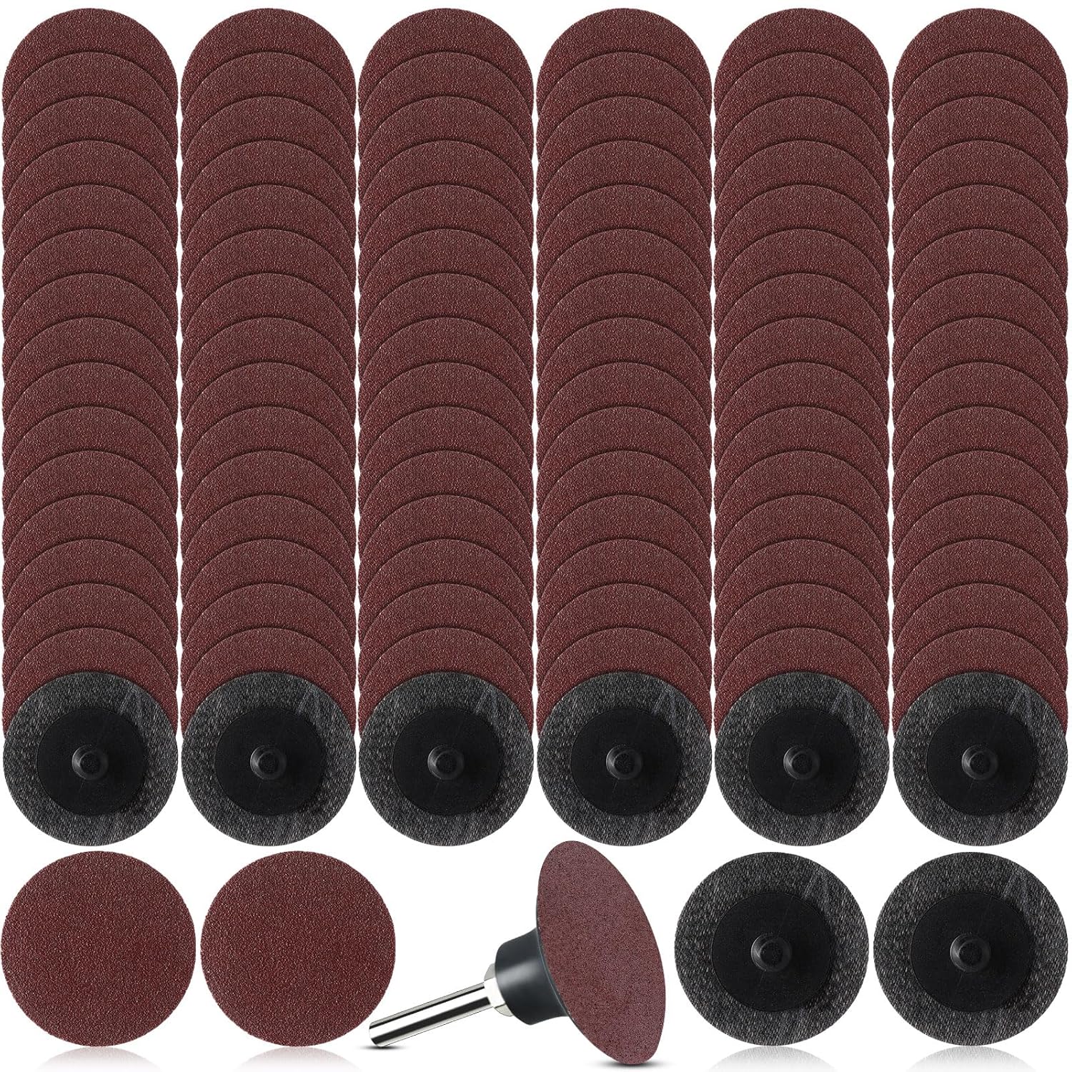 Newwiee 150 Pieces 2 Inch Sanding Discs 150 Grit Discs Die Grinder Sanding Disc for Surface Prep Strip Grind Polish Finish Burr Rust Paint Removal Red