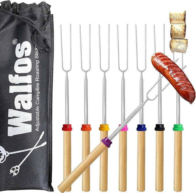 WALFOS Marshmallow Toasting Forks, Telescoping Marshmallow Toasting Kits Sticks, BBQ Smores