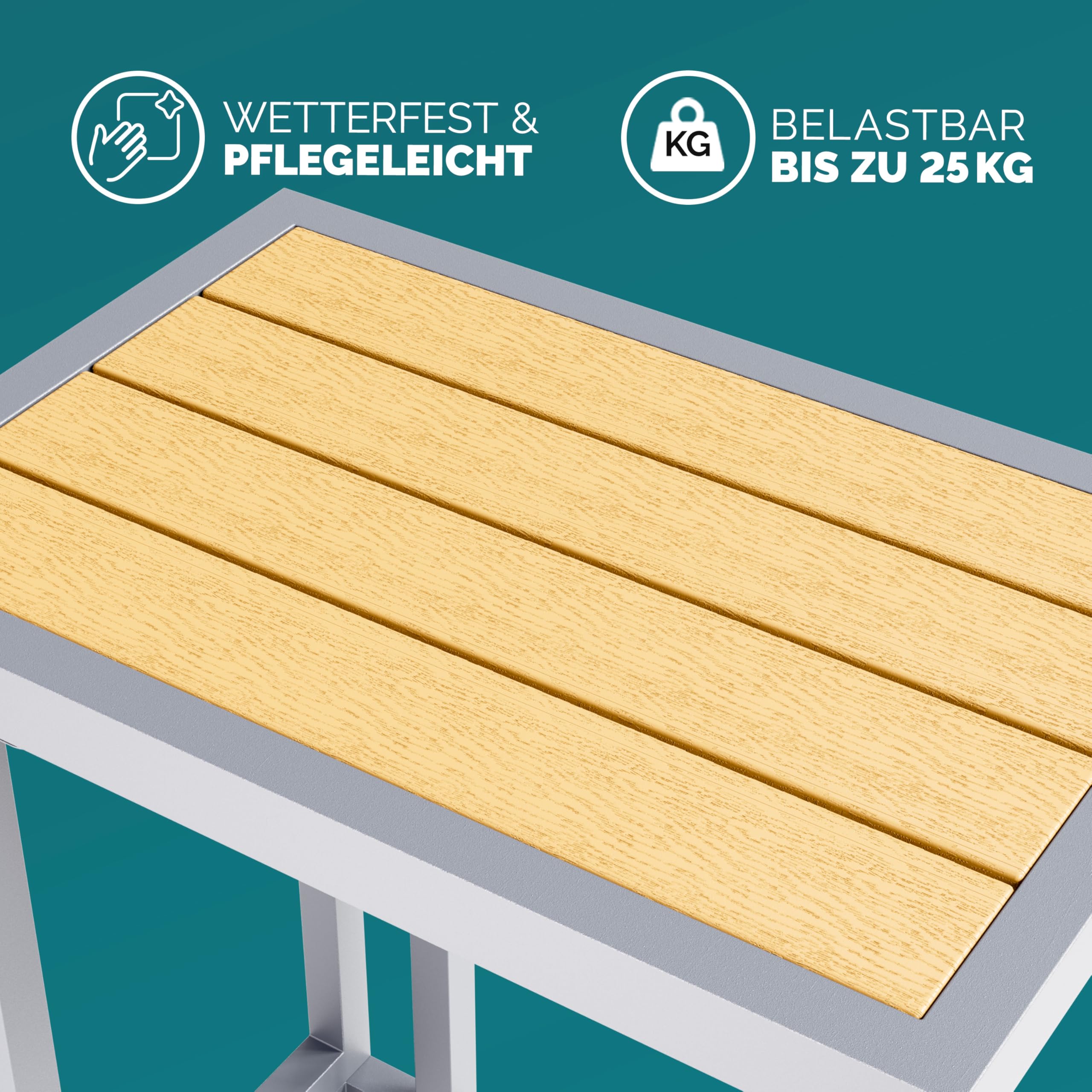 CASARIA® Mesa Auxiliar Forma C Mesita Lateral 4 Ruedas Carga 25Kg Crema