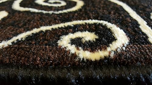 Miniatura 8 de Alfombra moderna abstracta contemporánea de pasillo largo, diseño negro, marrón, marfil, GL23 Gallery (2 pies x 7 pies 1 pulgada)