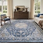 Resare 5x7 Area Rug Beige Tapis de Salon, Washable Vintage Floral Neutral Non-Slip Soft Distressed Carpet, Low Pile Indoor Floor Rug for Living Room Bedroom Dining Room Playroom Nursery Office