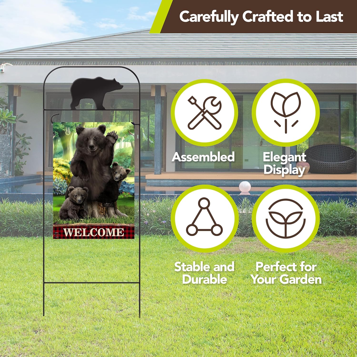 Briarwood Lane Wrought Iron Bear Garden Flag Arbor