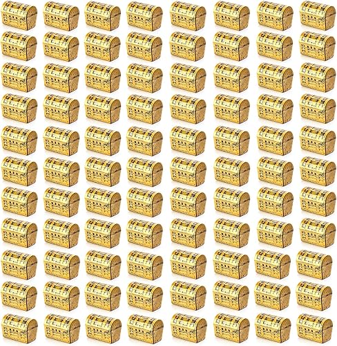 100 piezas de mini cofre del tesoro pirata, cofres de plástico dorado, caja de almacenamiento de joyería vintage para juego pirata, juego de