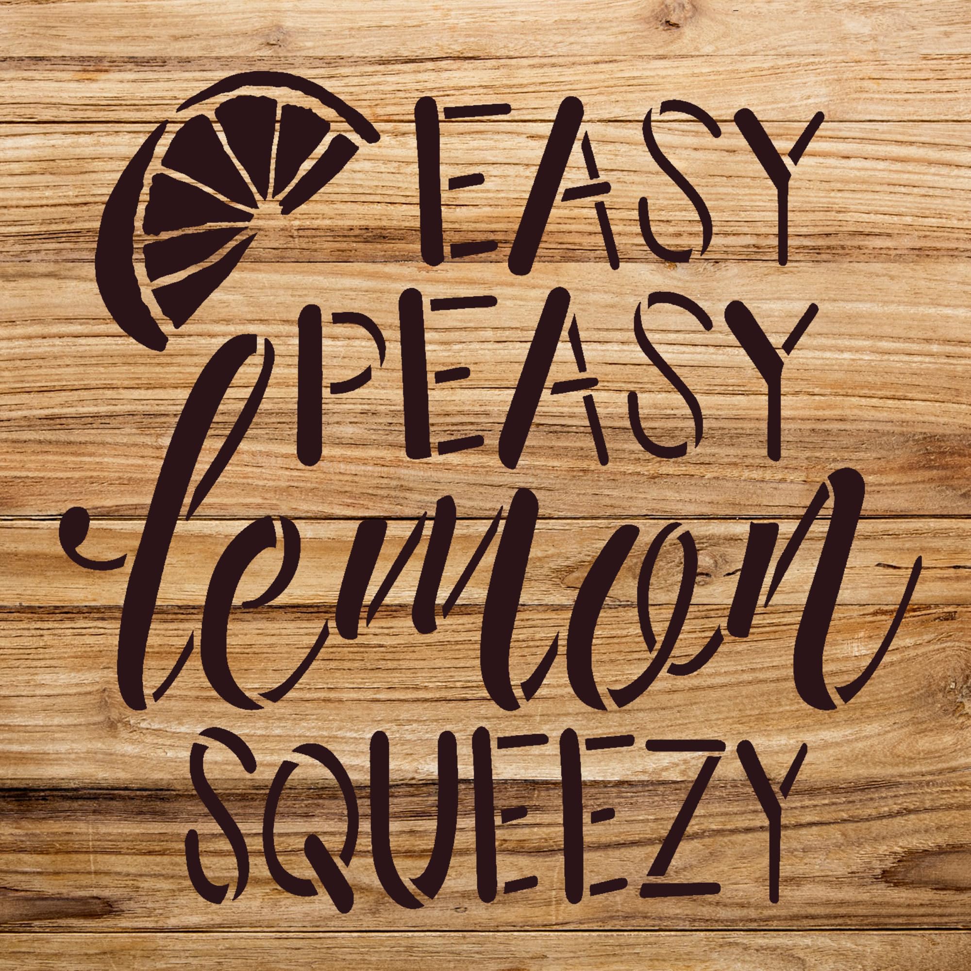 Lemon Script Stencil for DIY Spring Decor, Reusable Template for Kitchen Crafts and Home Art Projects - Size A2 (16.5