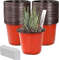 TDHDIKE 100 Pack 4 Inch Plastic Nursery Pots with 100 Plant Labels - Seed Starting for Succulents, Flowers, Seedlings