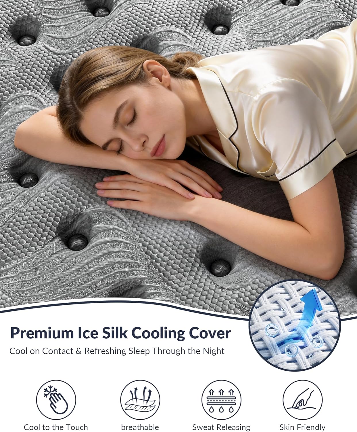 Firm Queen Mattress 14 inch, Cooling Hybrid Mattress in a Box with 5-Zone Support, Luxury Hotel-Collection Design, Enhanced Back & Hip Support, Fiberglass-Free & CertiPUR-US, 365-Night Trial
