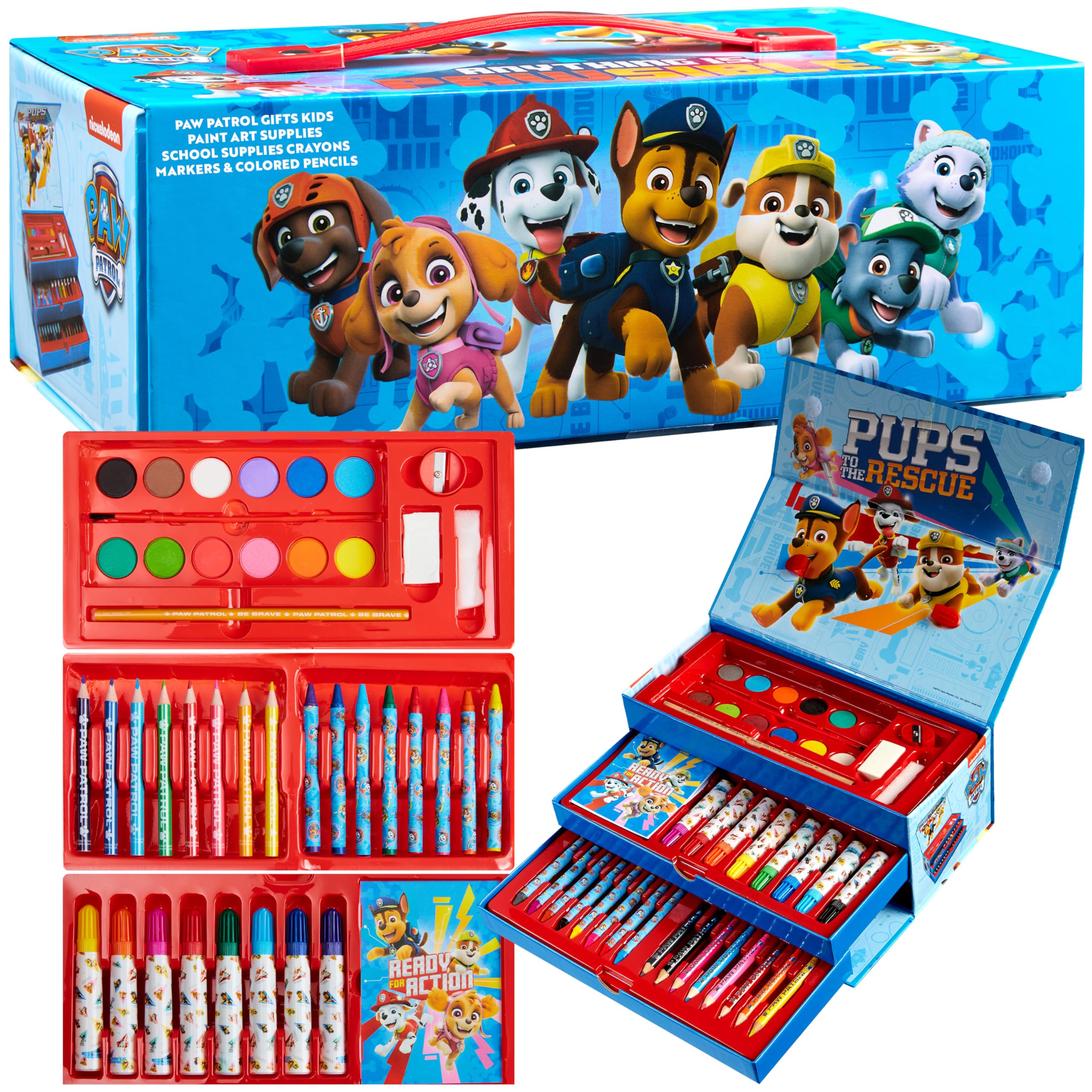 Art Set Kids Colouring Pencils Felt Tip Pens Crayons Paints Stationery Crafts Boys Girls Art Supplies Preschool Travel 40 Plus Pcs Gift Set (Multicolor)