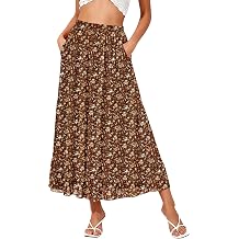 NASHALYLY Women's Elastic High Waist Chiffon Boho Maxi Skirt with Pockets