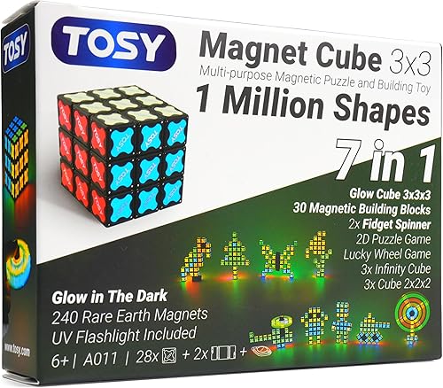 TOSY Cubo magnético 3x3 – 30 bloques, 240 imanes, regalos de cumpleaños de Pascua para niños, multiuso: bloques de construcción creativos, spinner