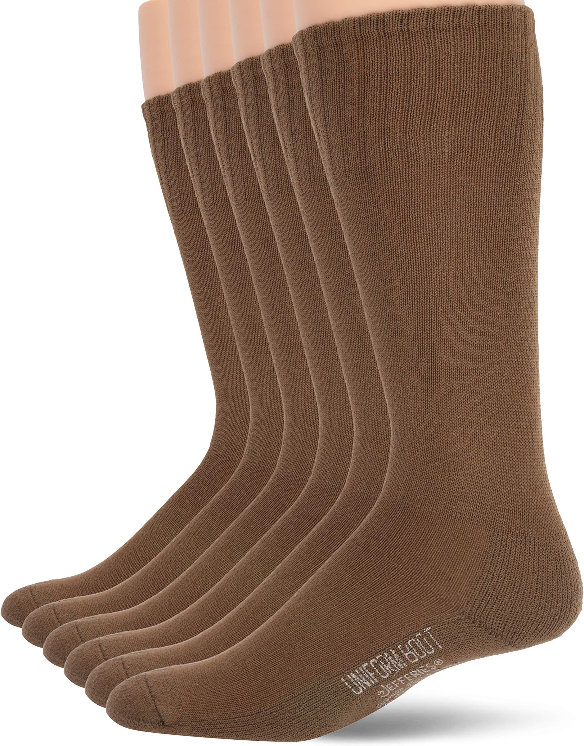 Men's Jefferies Men's Military Rib Top Combat Crew Boot Socks 6 Pack