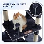 Gitelsnour Arbre de chat pour les chats intérieurs, 55.1 tour de chat de pouce avec 7 Postes de scratching Sisal, Condo Cat multi-niveaux spirit Large Play Platform Furry Ball, Cave Cat, 2 Perches rembourrées, Panier, Gris fumé GCT013G
