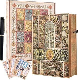 Retro 3D Plant Sound Cover Hardcover Journal,with dual specification line pattern inner pages and envelope storage bag,can be used as a travel notebook,Diary notes,and wedding anniversary.