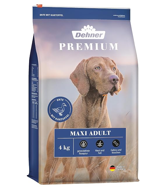 Dehner Premium Perros trockenfutter máximo Adult, Pato y Cordero con Patatas, 4 kg